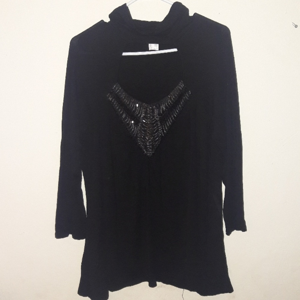 Beaded choker neck shirt